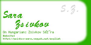 sara zsivkov business card